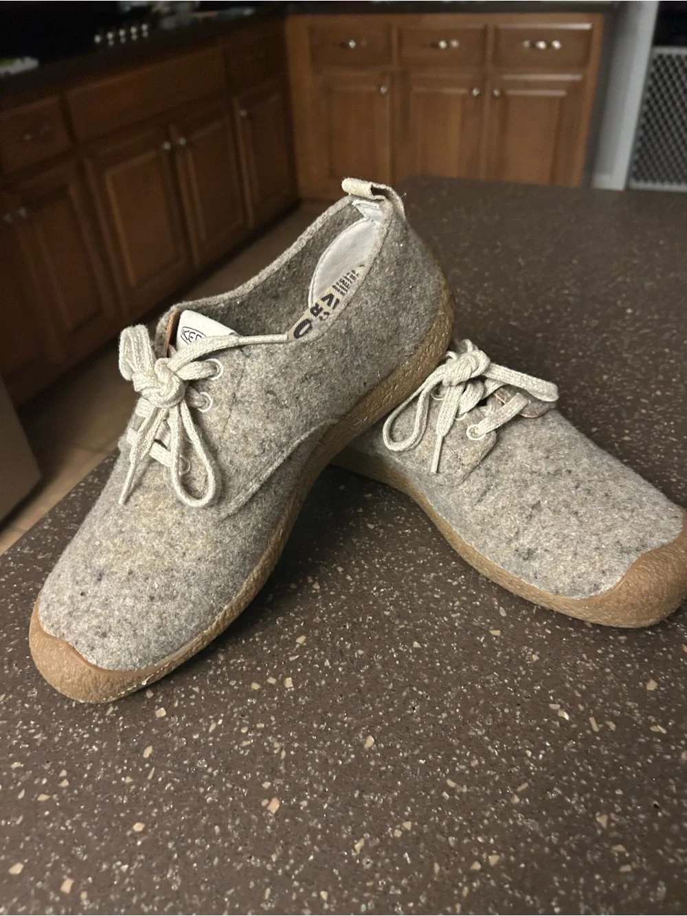 Keen Gray Wool Lace-Up Men's Sneakers with Gum Toe